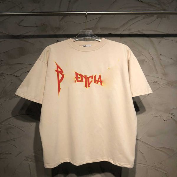 

designer new women t shirt correct 23ss summer family front letter crack print loose couple sleeve t-shirt, White
