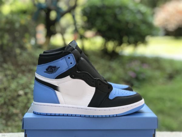 

2023 authentic high og 1 1s unc toe shoes dz5485-400 sports sneakers university blue black white trainers womens mens with original box, Red;white