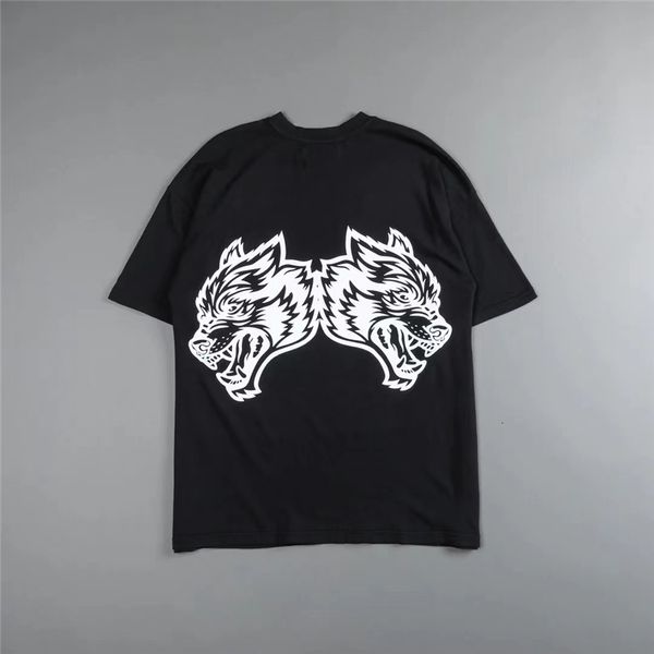 

men's t-shirts large darc sport 240g cotton hip hop street clothing wolf print t-shirt summer short sleeve loose tee 230410, White;black