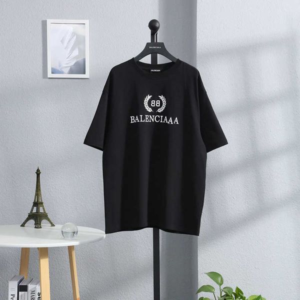 

designer summer women t shirt shirt high edition classic style ear of wheat letter embroidery on chest sleeve t-shirt loose fit for men wome, White;black