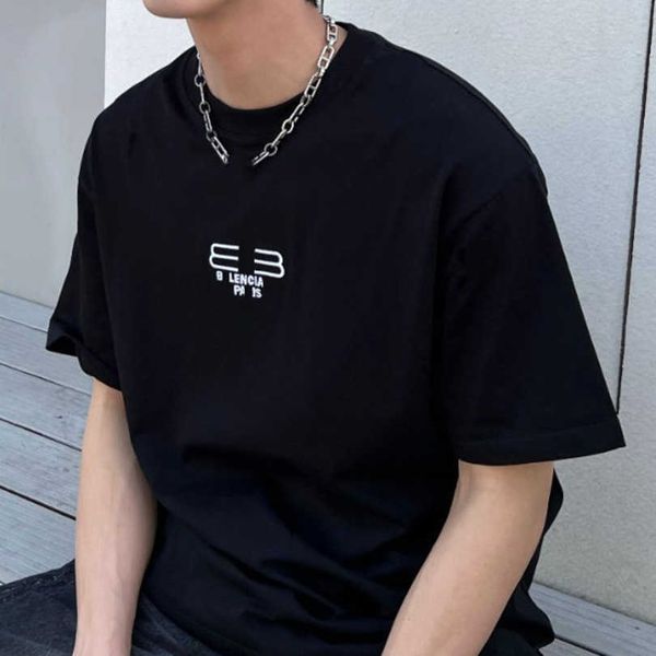 

2023 new women's tshirt shirt quality family sleeve crew neck t-shirt loose embroidery versatile tee couple top, White;black