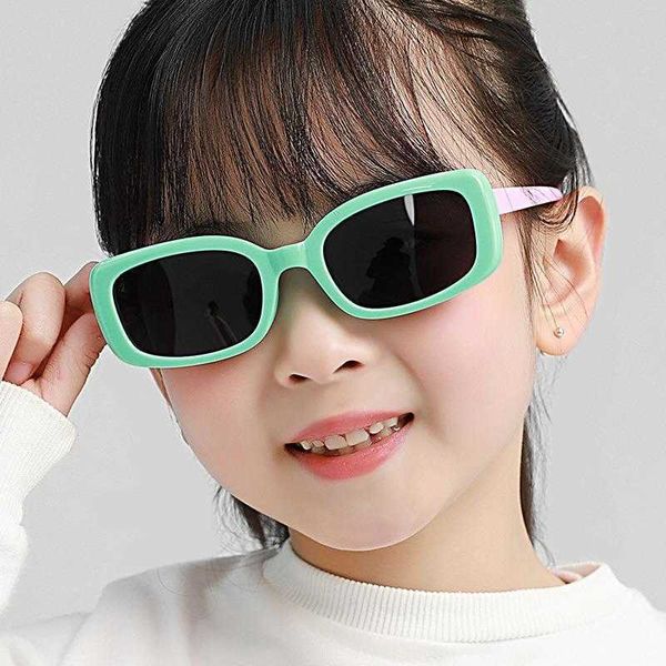 

childrens polarized sunglasses fashion baby square frame silicone leg cute boys, Blue