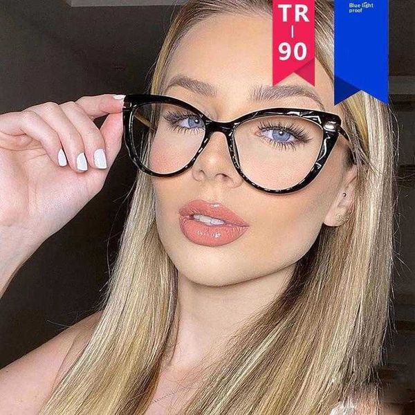 

triangle cat eye glasses frame anti blue light plain women retro spring leg