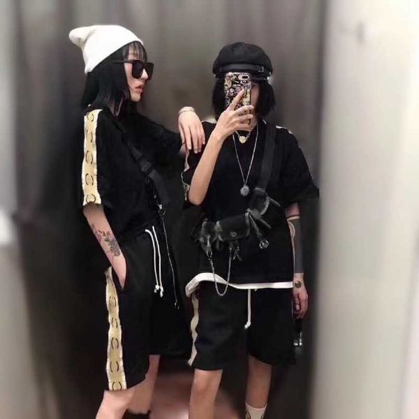 

womens designer t shirt tracksuit version differentiates market trends classic house printed sleeve loose fit t-shirt, White;black