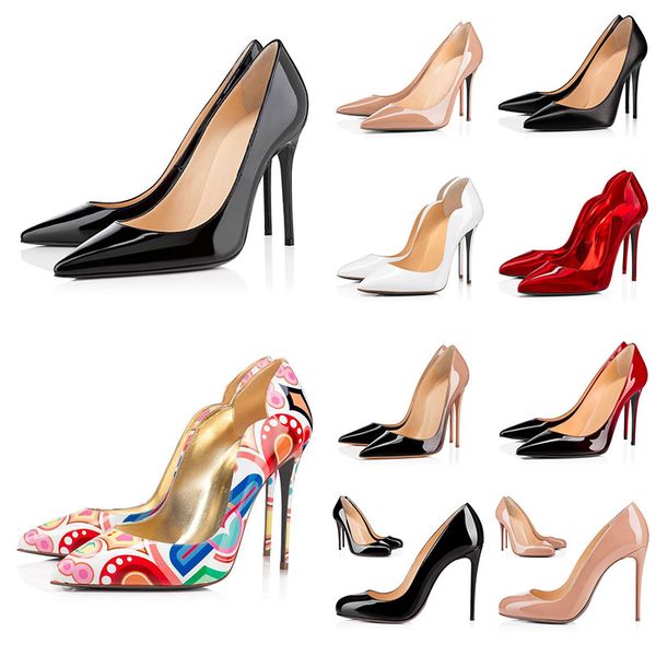

2023 womens designer luxurys heels women dress shoes so kate high heel patent leather fashion gradient nude round pointed toes pumps rubber, Black