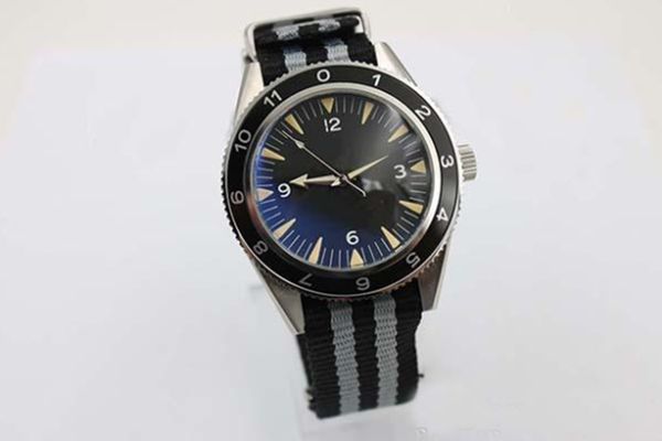 

luxury men's watches stainless steel auto sea 300 spectre limited edition men's wristwatch color fabric belt james bond spectre ma, Slivery;brown