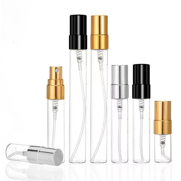 

500pcs/lot 2ml 3ml 5ml 10ml glass parfum bottle glear travel spray bottle for perfume portable empty cosmetic containers