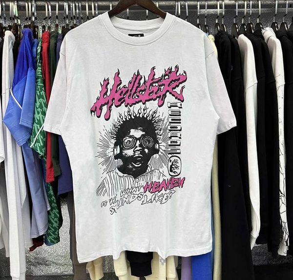 

T Shirt hellstar shirt designer Short Sleeve Top hipster foil print Black Loose fitting washed fabric Fashion us aize s-xl, 014