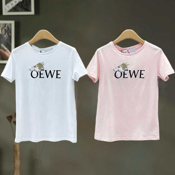 

womens designer t shirt tracksuit shirt korean summer 2023 embroidery letter sleeve regular women t-shirt, White