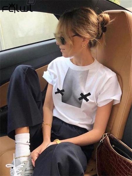 

womens tshirt fqlwl summer street apparel graphic white tshirt short sleeve oneck loose 230410
