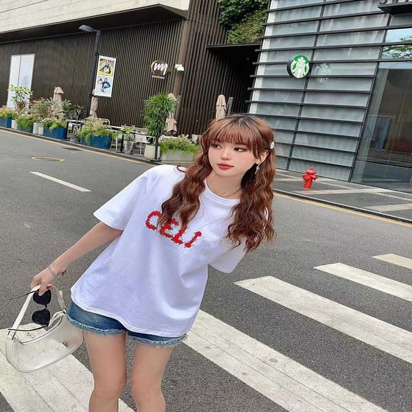 

designer summer women t shirt shirt s2023 spring/summer trend casual sweet cool girl letter print loose sleeve t-shirt female, White