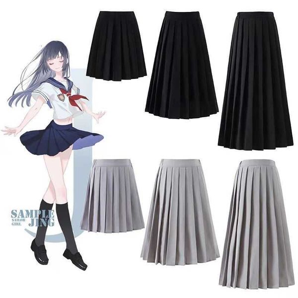 

jk uniform half sweet versatile college style class black pleated short medium long large female skirt
