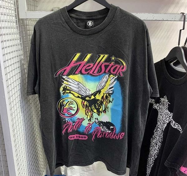 

Men's T-Shirts T Shirt hellstar short hipster Rappe Street graffiti washed fabric Fashion Grey High Quality Streetwear, Olive