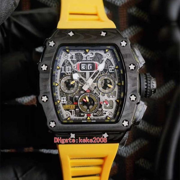 

designer watches elling quality watches 50mm 44mm carbon fiber yellow rubber bands digital transparent mechanical automatic mens men's, Black;brown