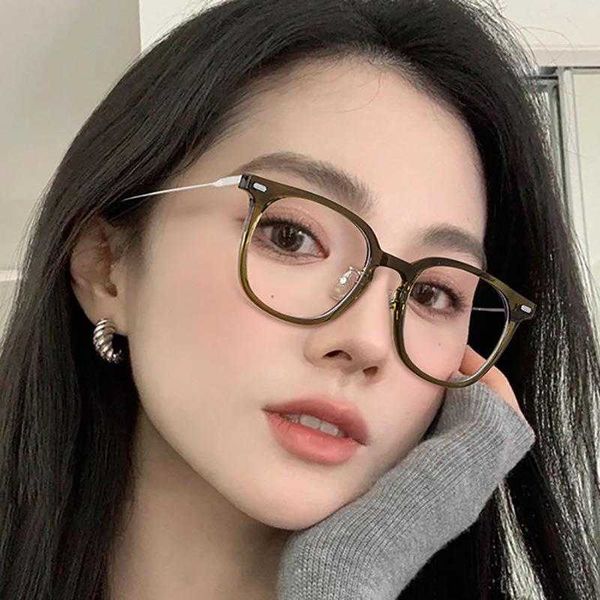 

korean style cold brown tr glasses frame fashion simple square plain anti blue