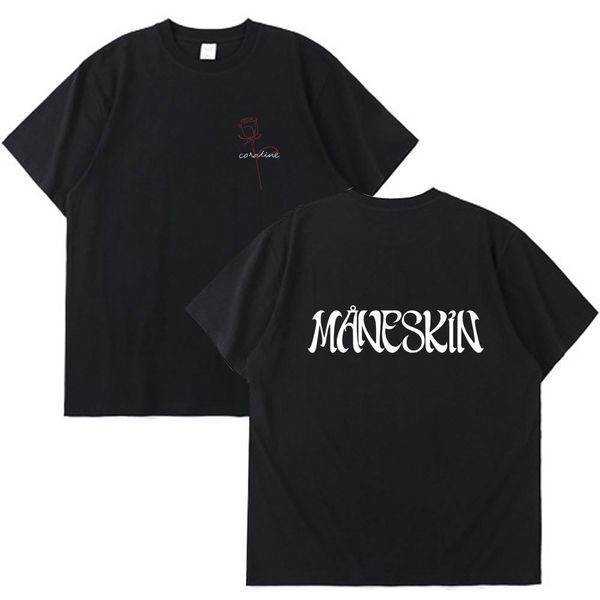 

men's t-shirts coraline maneskin pirnt t shirt european and american fashion black t-shirt men women street hip-hop youth short sleeve, White;black