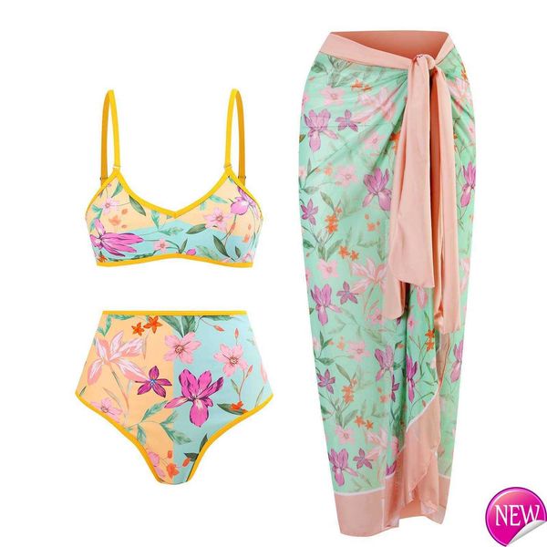 

double side 2023 bikini swimsuit women swimwear bikinis set leaf print female swimming suits for bathing suit biquini