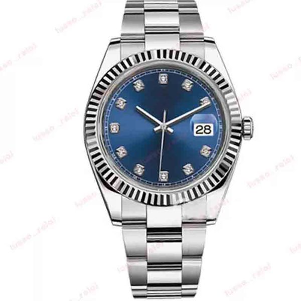 

men mens watches sapphire crystal watch blue black white automatic mechanical 41mm diamond dial datejust stainless oyster band wristwatches1, Slivery;brown