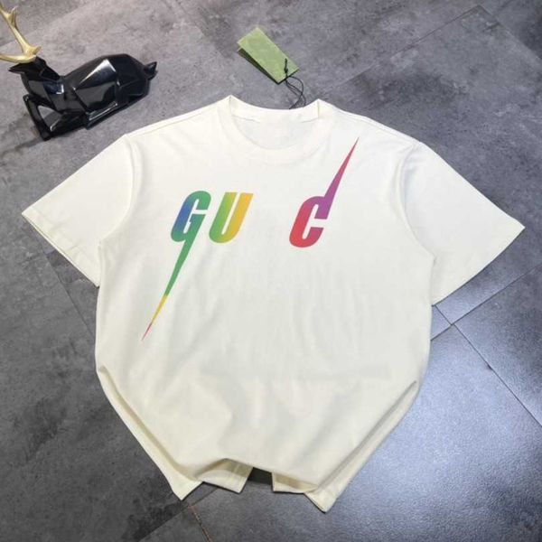 

2023 new women's tshirt summer version loose simple blade letter couple round neck sleeve t-shirt, White