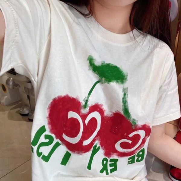 

2023 new designer womens t shirt high-end shirt high edition 23 summer print relaxed sleeve t-shirt couple, White