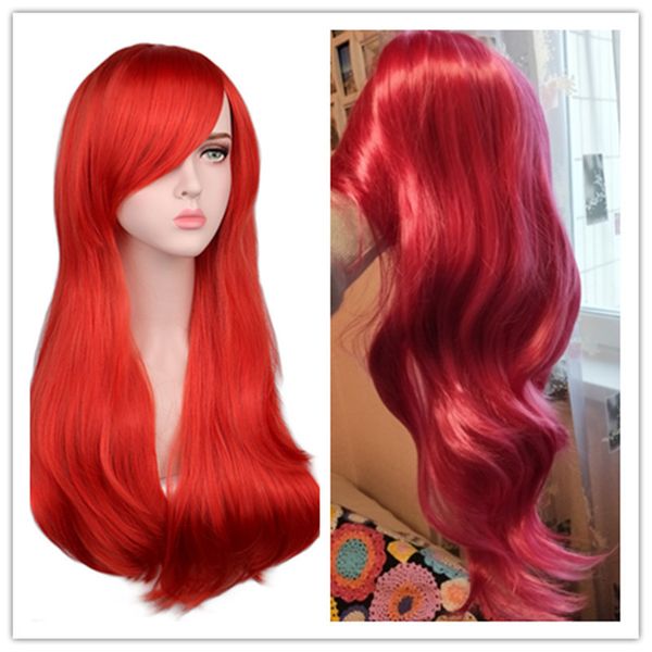 

synthetic wigs qqxcaiw women long wavy cosplay wig red rose pink black blue sliver gray brown temperature hair 230410