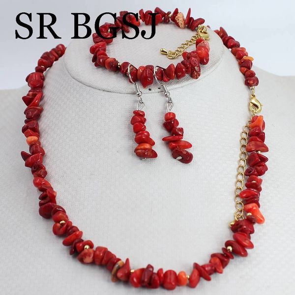 

earrings necklace 6 8mm red coral natural gem chockers bracelet jewellry set 17 5" 7 8" 230410, Silver