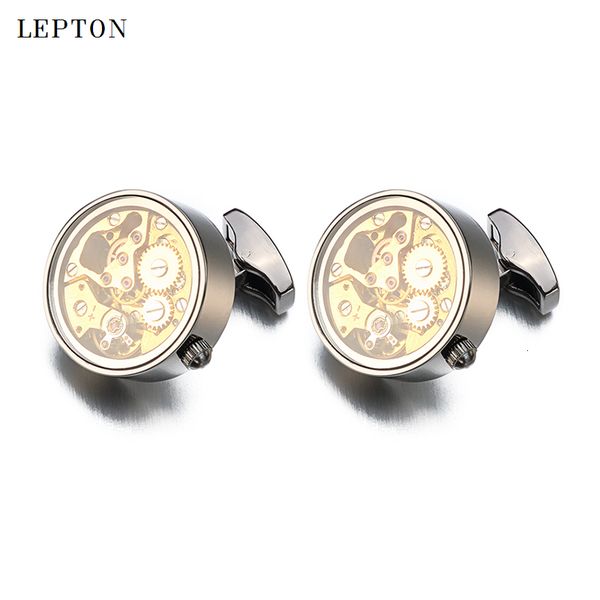 

cuff links non functional watch movement links for mens wedding gold color immovable steampunk gear mechanism links 230410, Silver