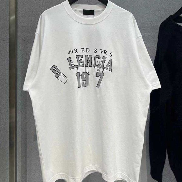 

luxury designer women t shirt shirt high version differentiates market personality house printed sleeve loose tee, White;black