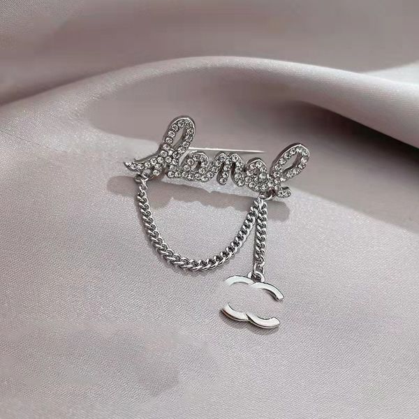 

luxury classic letter designer brand brooches chain gold plated for women charm wedding gift party jewelry accessorie, Gray