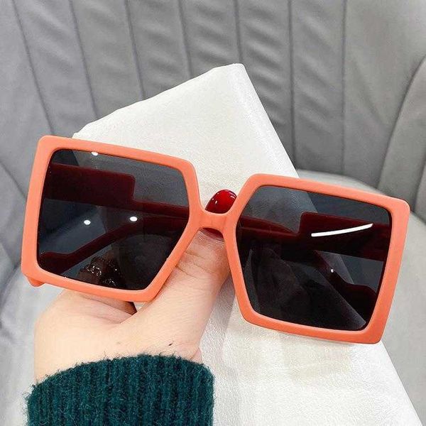 

boys and girls eyeglass fashion big square rim sunshade sunglasses korean style, Blue