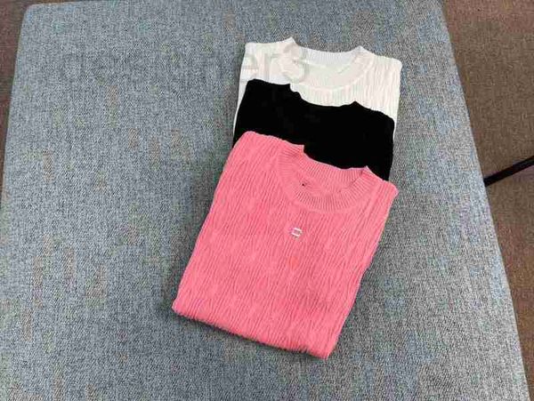 

women's knits & tees designer simple and versatile cotton chic 2023ss spring/summer new casual tri color knitted short sleeves sh0z, White