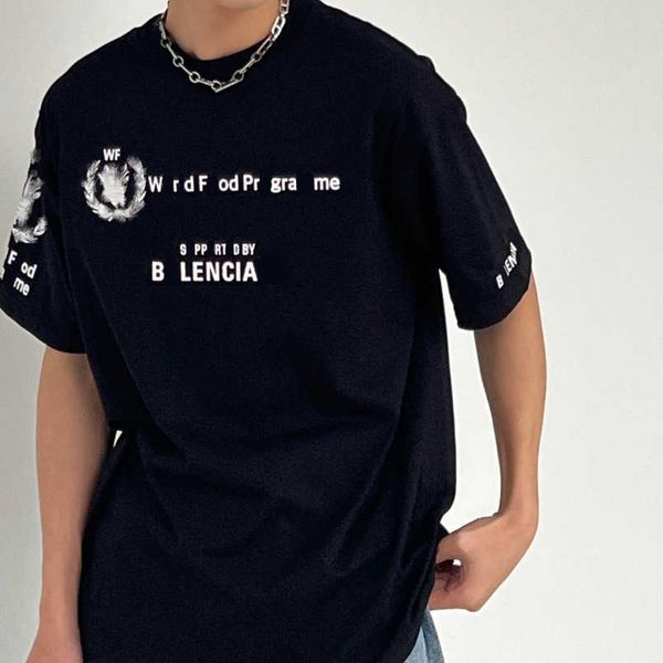 

womens designer t shirt tracksuit shirt sleeve crew neck t-shirt loose print versatile tee couple top, White;black