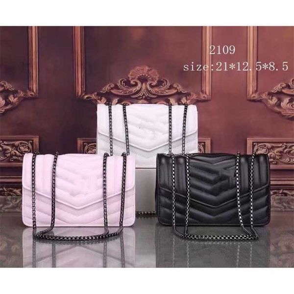 

2023 korean single square bag solid chain horizontal inner patch magnetic buckle black