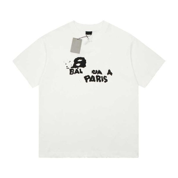

2023 new women's tshirt version graffiti handpainted t-shirt loose casual half sleeve backing shirt crew neck, White