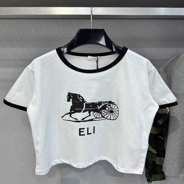 

womens designer t shirt shirt high edition front print carriage custom knitted dyed soft comfortable t-shirt sleeve, White
