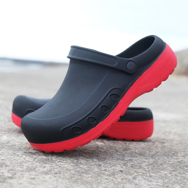 

sandals men chef clogs kitchen shoes eva injection antislip outsole comfortable garden waterproof sandal big size 3649 230410, Black