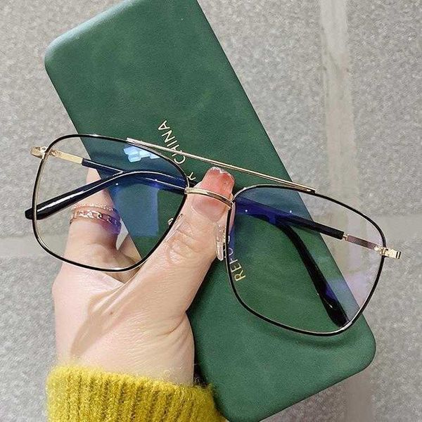 

retro double beam metal glasses optical frame fashion large square plain