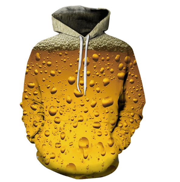 

men's hoodies & sweatshirts men's beer 3d printed sweater men's long sleeved casual t-shirt 3d digital printed loose fitting, Black