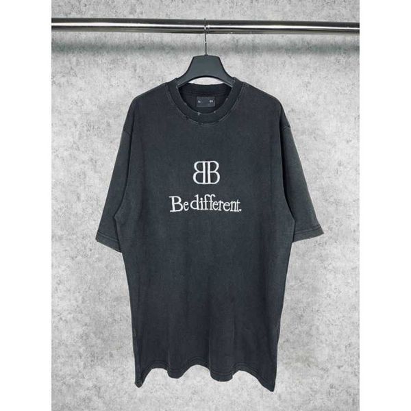 

womens designer t shirt tracksuit shirt high edition 23 summer badge embroidery wash loose sleeve t-shirt, White;black