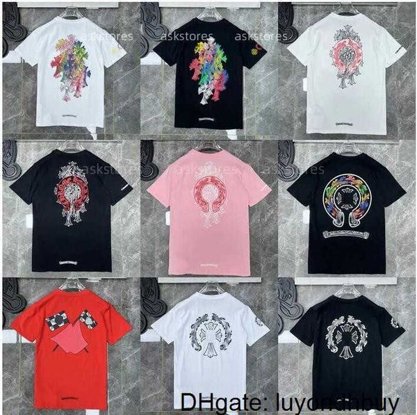 

classic fashion ch mens t shirts sanskrit letter t-shirt horseshoe cross pattern tshirts designers hip hop t-shirts woman summer tees n9k2, White;black