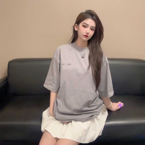 

designer women's clothing 20% off shirt high edition 2023 summer family english letter embroidery small label 280g sleeve t-shirt, White;black