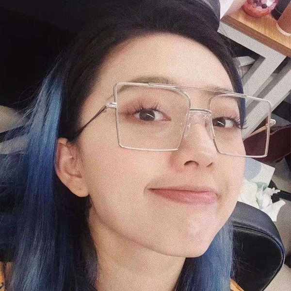 

metal fashion plain glasses korean style double beam frame anti blue light