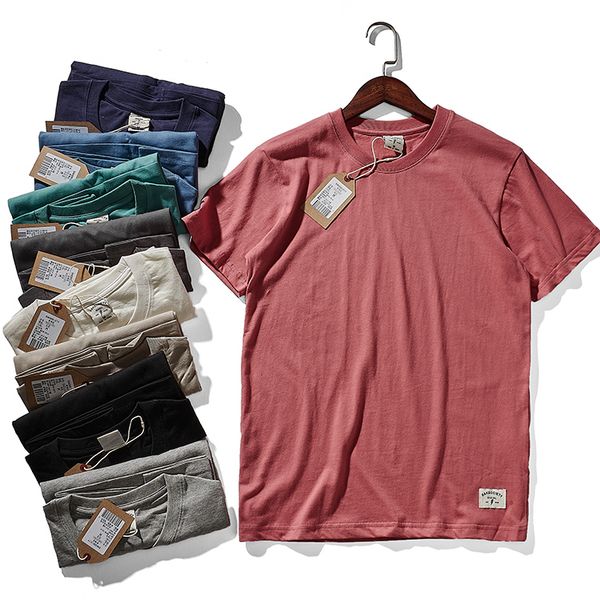 

men's tshirts summer american retro short sleeve oneck solid tshirt fashion pure cotton washed old couple casual 9 colors 230410, White;black