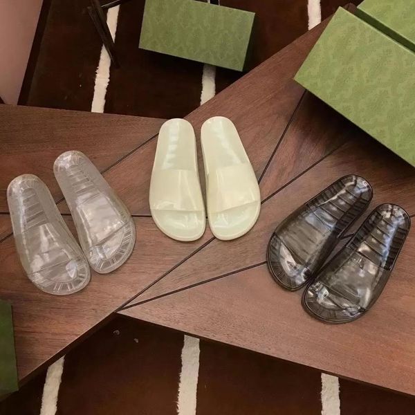 

2023 brand men women luminous slippers designer transparent couples sandals night fluorescent slipper summer rubber sole cool slides with bo, Black