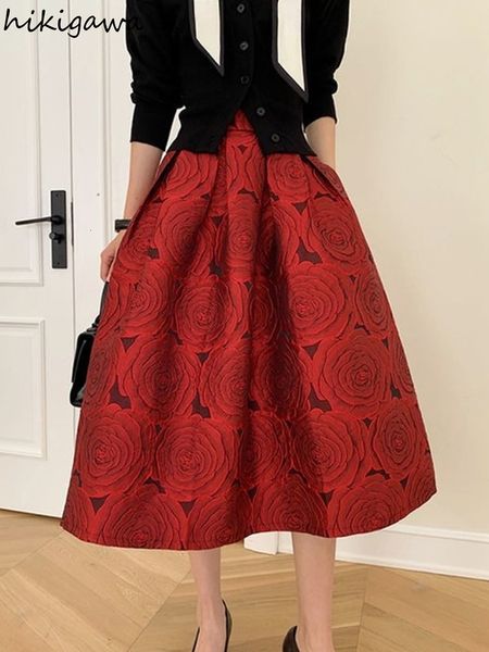

skirts women's high waist slim fit a-line elegant jupe women's fashion summer skiing faldas de mujer 230410, Black