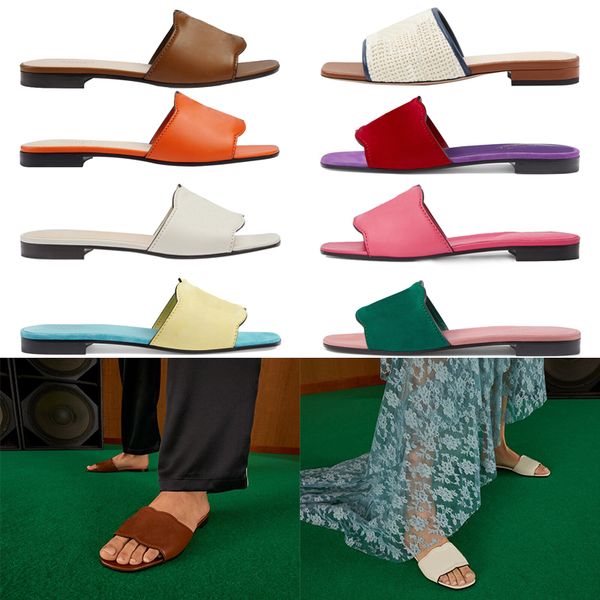 

solid slipper women embroidered canvas designer slides slip on slippers girls leather genuine flat heel outside matching indoor slides slide, Black