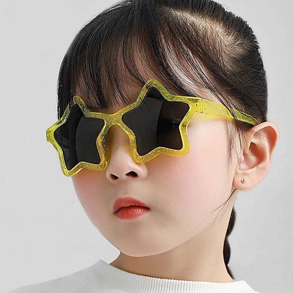 

glitter fashion kids sunglasses personality five pointed star decorative cute, Blue