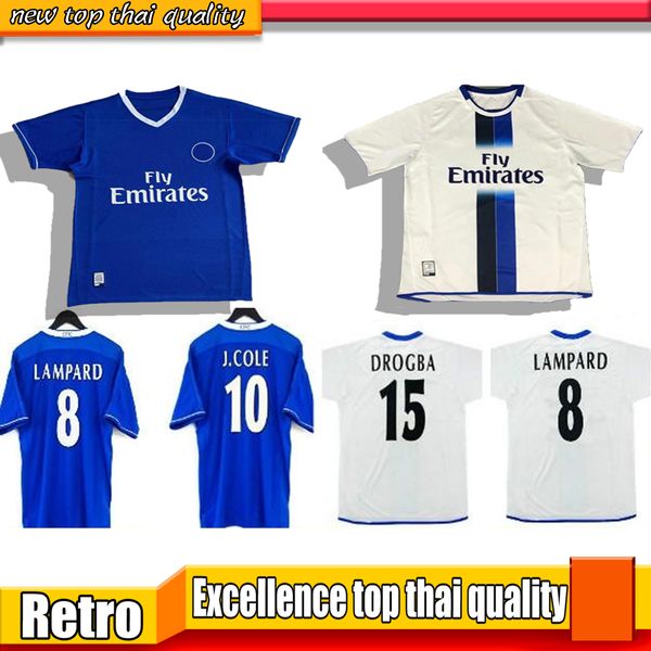 

2003 2004 2005 retro gudjohnsen soccer jerseys classic vintage hasselbaink 03 04 05 football shirt cole robben zola geremi lampard drogba je, Black;yellow