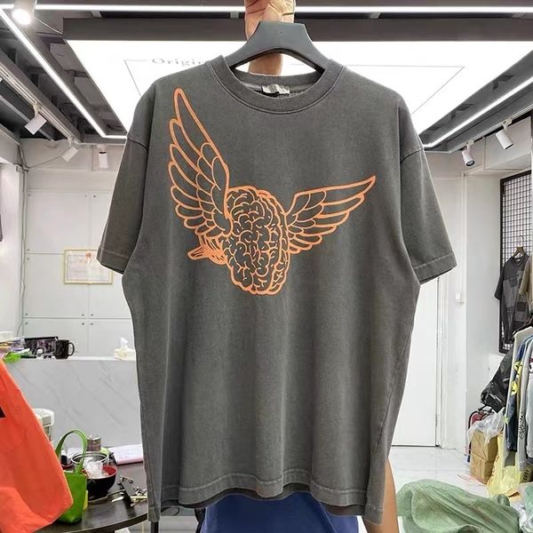 

men's t-shirts split wing re washed high street loose fitting short sleeved t-shirt 230410, White;black