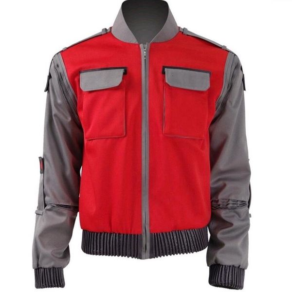 

back to the future marty mcfly jacket jr marlene samus cosplay costume movie orange outwear coat2411, Black;red